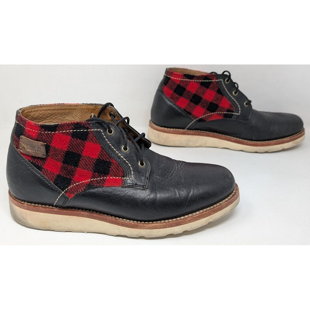 H.S. Trask Reserve Buffalo Plaid Chukka Boots Men's Size 9 M Made in USA Vibram‎